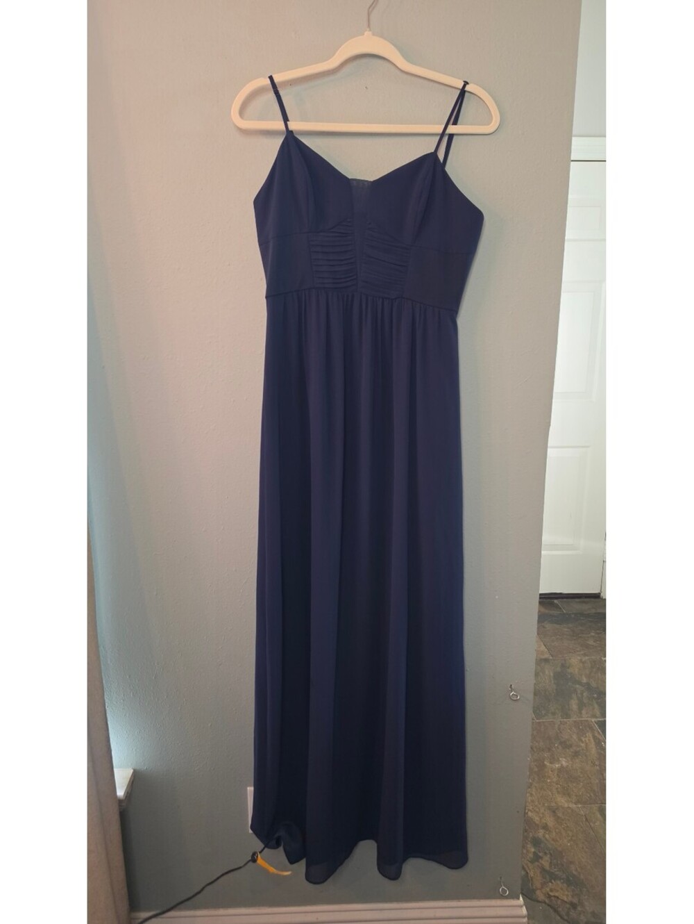 BCBGeneration NWT Dark Navy Ruched Chiffon Maxi Dress Size 10